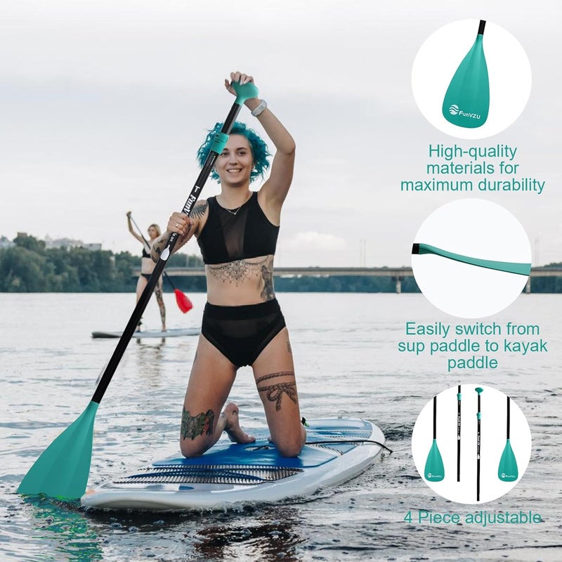FunVZU SUP Paddle, Stand Up Paddle Board Paddle Lightweight Adjustable 4-Piece Aluminium Kayak Paddles, Unique Lock Design Floating Alloy Shaft Paddle for Paddle Board - Image 2